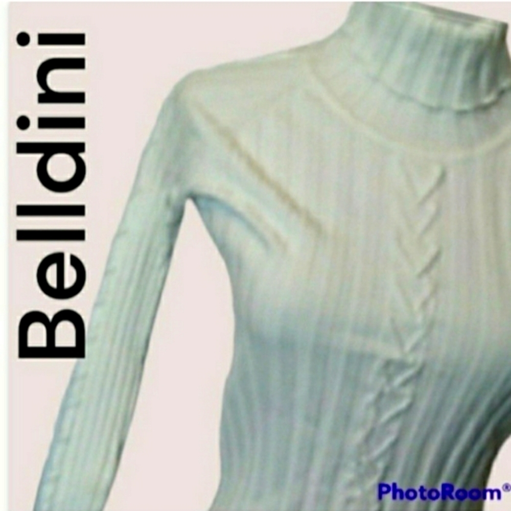 BELLDINI KNIT Turtleneck Ribbed Laced details Long Sleeve MEDIUM WOMENS MEDIUM